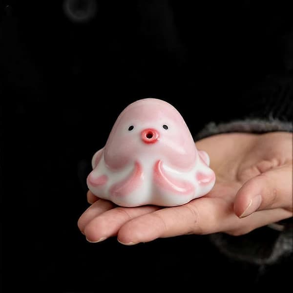 Keramisk tedyrpynt Tedyr Sød lyserød lille blæksprutte & pote kat I6N9 Octopus 1pcs