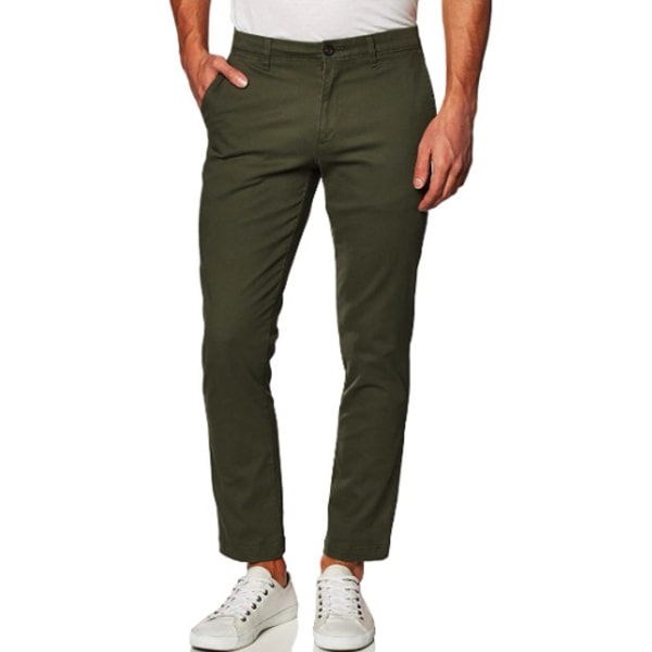 Herr Slim-Fit Casual Stretch Chino-byxor L Olive