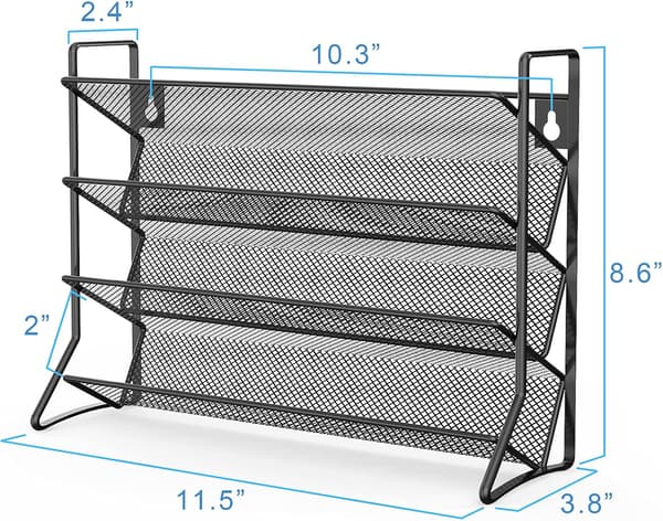 1 PC Spice Racks Organizer 4-Tier Wall Mounted Spice Rack with Adhesive Stickers and Screws Black