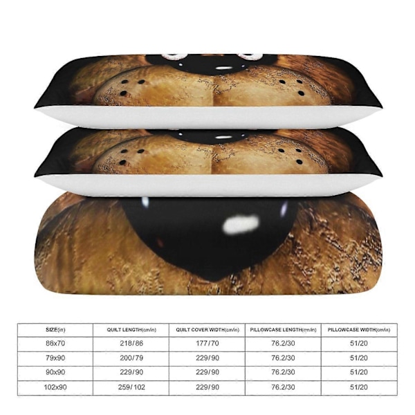 v1250 Five Nightat Freddy Täcke Set Tjockt Mjukt 3-delars Sängklädesset Året Runt Täcke med 2 Örngott för Vuxna Kvinnor Flickor Tonåringar Hemrum 135x200cm 53x78in