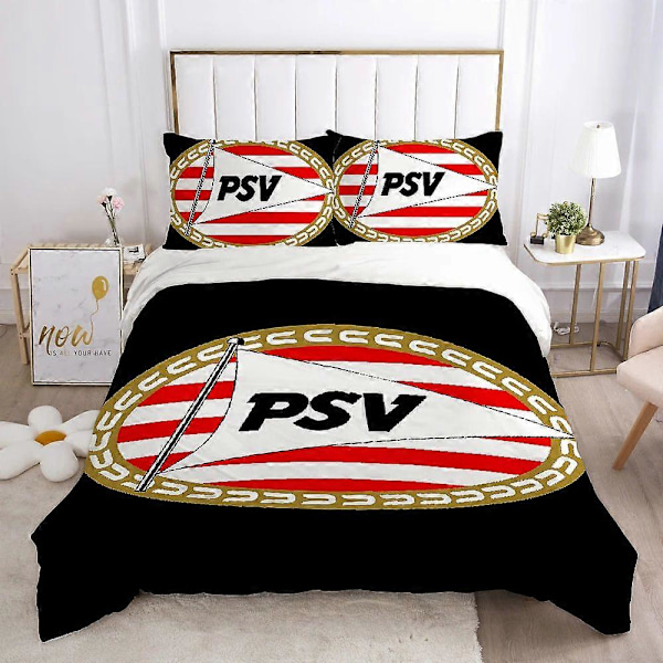 v441 Sängkläder Björnöverdrag Dubbelt Täcke Sängkläder Set Påslakan PSV E-eindhovens FC Överdrag Queen Täcke Set Quilt Örngott Klubb 3-Delar 135x200cm 53x78in