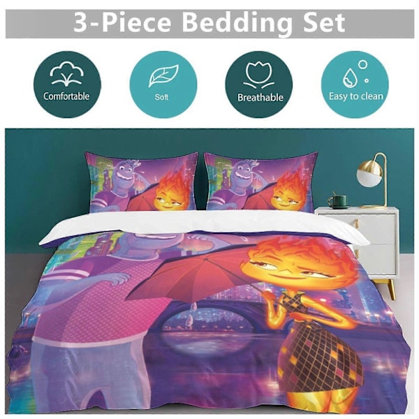 x9 Elemental 3-osainen vuodevaatesetti Lämmin ja mukava pehmeä pussilakanasetti, jossa 1 pussilakana ja 2 tyynyliinaa makuuhuoneeseen b9 135x200cm 53x78in