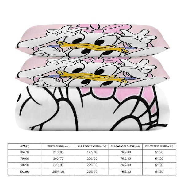 Sengetøy g456 Dolly Duck-mønster Sengetøysett Dynetrekksett 3 Deler 1 Dynetrekk og 2 Putetrekk for Kvinner Menn Tenåringer tq456 Sengetøy 135x200cm 53x78in