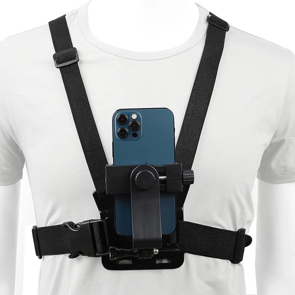 Mobiltelefon Bröstfäste Sele Remhållare, Mobiltelefon Clip Action Camera Pov Kompatibel med Samsung Iphone Gopro Black