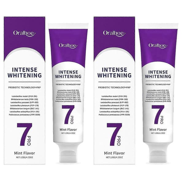 7-Pro Intensive Toothpaste, 7PRO Intense Whitening Toothpaste with 7 Probiotics, Stain Removal & Fresh Breath ORALHOE 2pcs