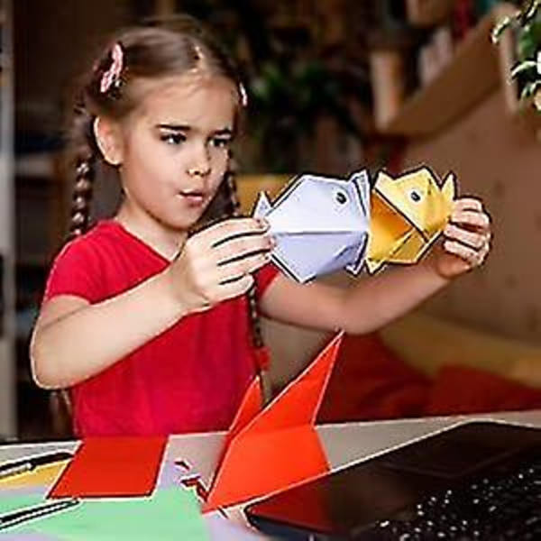Kunst og håndværk Origami papir til børn - Pakke med 100 ark - Dobbeltsidet - 10 levende farvede tommer