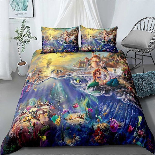 v5240 Sängkläder Den Lilla Sjöjungfrun Prinsessan Ariel Påslakanset Sängkläder Örngott Lakan IU5240 240x260cm 94x102in