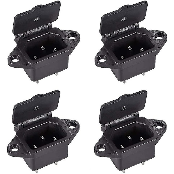IEC320 C14/3-napainen urosliitin runkoon, PCB-paneeliin, virransyöttöliitäntä, kansi, AC 250V/10A, 4 kpl