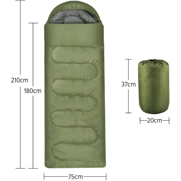 1 st Sovsäckar för vuxna, enkel kuvertsovsäck för vuxna för 3 säsonger, lätt campingvandring Green