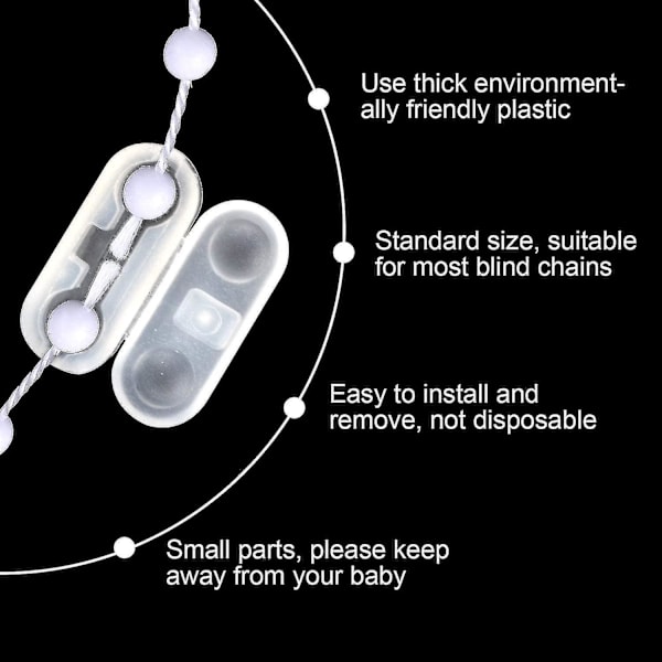 Plastikkædekobling, 50 stk. udskiftning lodret romersk rullegardin kuglekæde ledningskonnektorklips, perlekæde til rulleskygger og lodrette bl