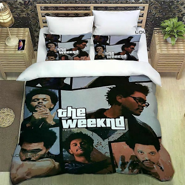 v2199 Sängkläder Singer The Weeknd tryckta Bäddset utsökta sängtillbehör set påslakan säng täcke set bäddset lyxig födelsedagspresent 3-Pi 135x200cm 53x78in