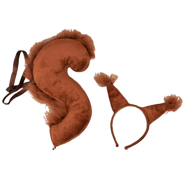1 Set Squirrel Pannband Svans Lovely Funny Headpiece Long Tail Performance Props Cross-dressing Accessoarer Hårbåge Halloween Kostym Cosplay Brown Sets