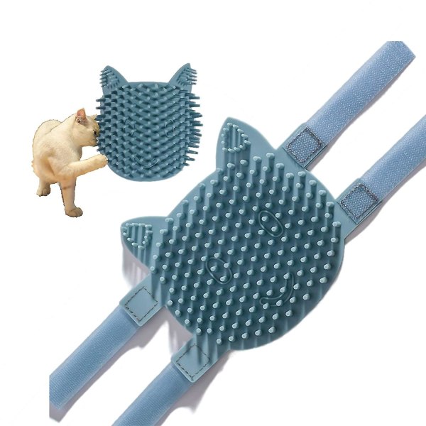 Katt selvpleie kam og børste, silikon katt hjørne massasjebørste, katt vegg hjørne selvpleie massasjeapparat verktøy Blue Large Model