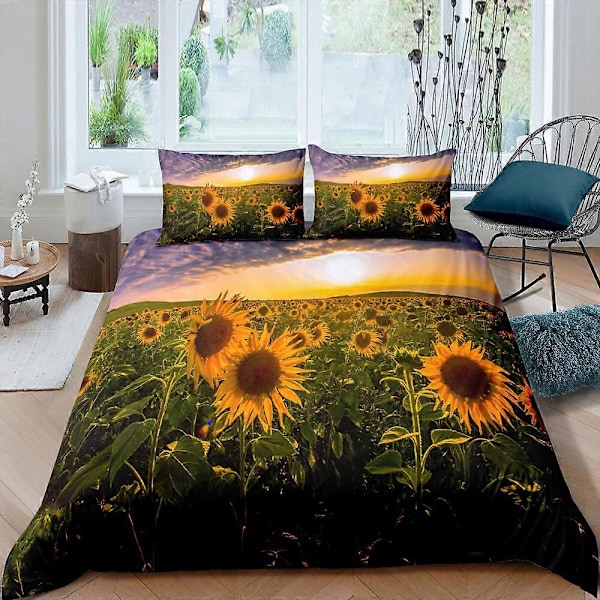 v5026 Sängkläder Nytt Solrosöverdrag + Örngott Set Påslakan Sängkläder IU5026 135x200cm 53x78in