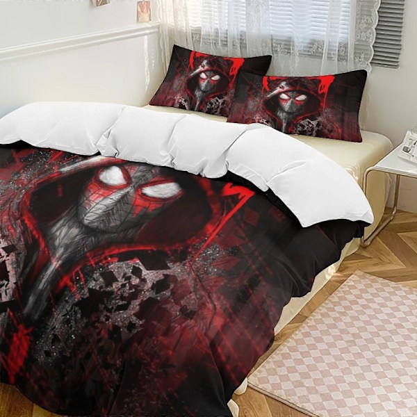 v898 Spider-Man 3-delat Bäddset för Enkelsäng - Inkluderar 1 Enkelt Täcke och 2 Örngott - Blekningsresistent Mikrofiber - Spider io898 200x200cm 78x78in