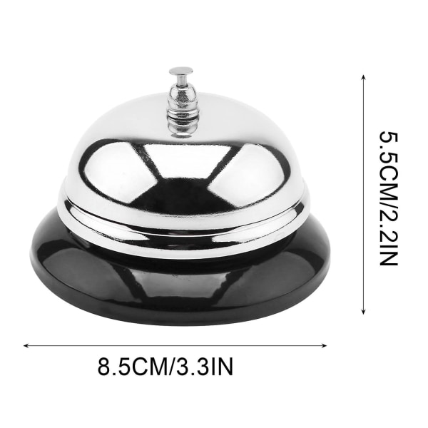 Stor ringklocka, 3,38/3,9 tum i diameter, kromfinish, helt i metall, bordsringklocka för hotell, skolor, restauranger, receptionsområde A