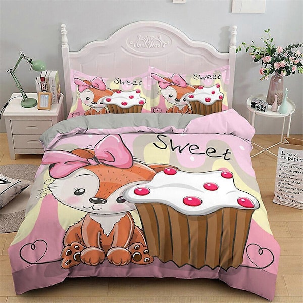 v4688 Sängynlakanat Söpöt Eläimet Pussilakanasetti Tyttöjen Sängyn Tyynyliina Sängynlakanat IU4688 200x200cm 78x78in