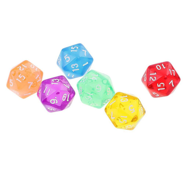 6 stk. 20-sidet terning D20 polyhedral terning gennemsigtig til Dungeons And Dragons spil