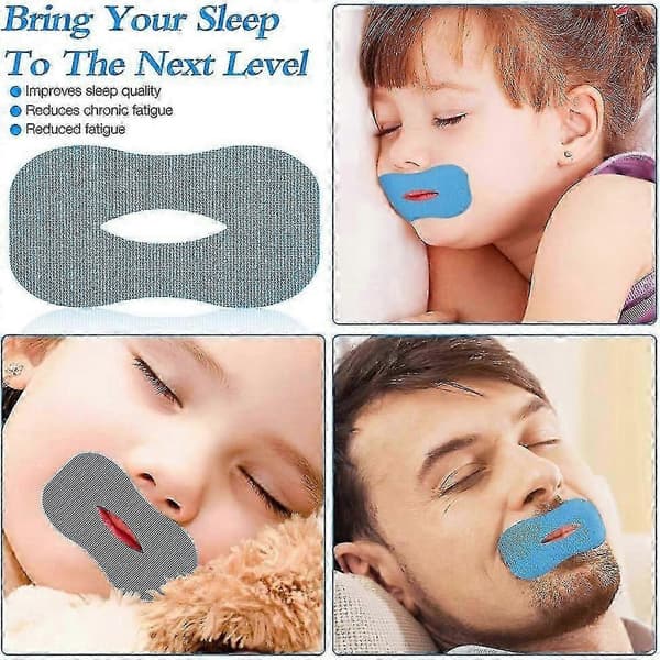 Munntape for anti-snorking, anti-munnstrimler for mindre munnpusting, lindring, søvnforbedring 60PCS Blue