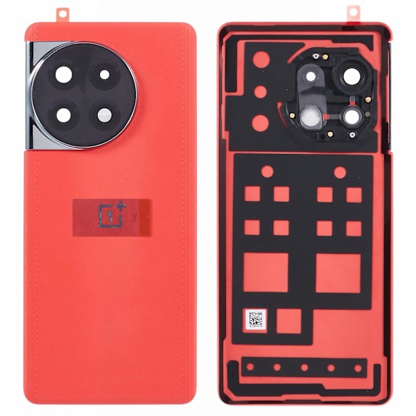 OnePlus 11R 5G:lle OEM-akkukotelo liima-tarralla + kameran linssin suojus - Musta Multicolor Red