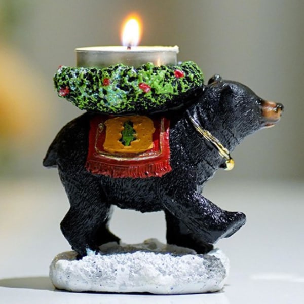Hartsi Black Bear kynttilänjalka Kevyt helppokäyttöinen koriste pöytäkirjahyllyyn takkasisustus A