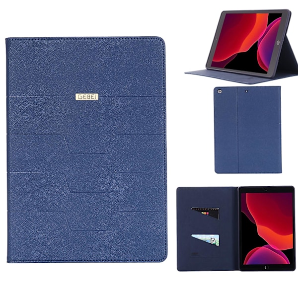 Gebei Parallel Lines Nahkainen Automaattinen Herätys/Lepo Tabletin Kotelo iPad 10.2 (2021)/(2020)/(2019) - Blue