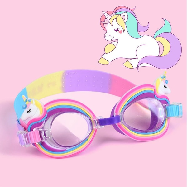 Barnegoggles Unicorn Anti-Fog Svømmebriller Klar Versjon Svømmebriller Basseng Øyebeskyttelse Med Justerbar Stropp For Ungdom Småbarn Gutter Jenter