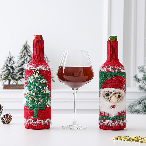Jultröja Vinflaska Festlig Vibrerande Färg 3D Söt julfestdekorationer Vinflasktröja för samling 3