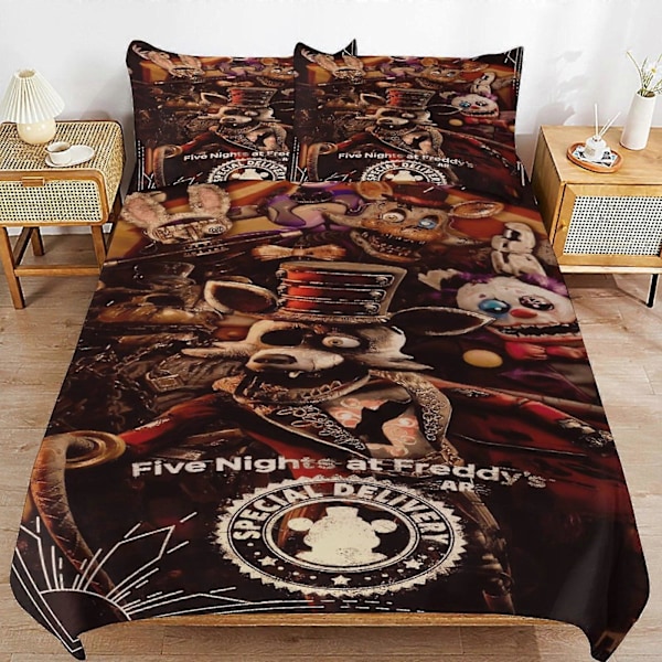 x243 Five Nights at Freddy's FNAF Påslakan Mikrofiber Sängkläder Set 3D-tryckt Lättviktigt 3-delat Täcke Set, 1 Påslakan Och 2 Kuddfodral 200x200cm 78x78in