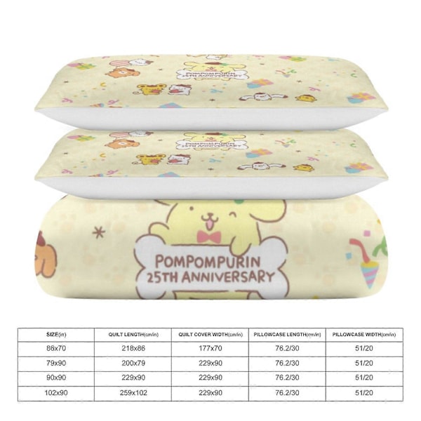 c2 Pompompurin Peittosetti 3-osainen vuodevaatesetti Pehmeä lämmin ja mukava pehmeä sänkysetti, jossa 1 peitto ja 2 tyynyliinaa makuuhuoneeseen ympäri vuoden 240x260cm 94x102in