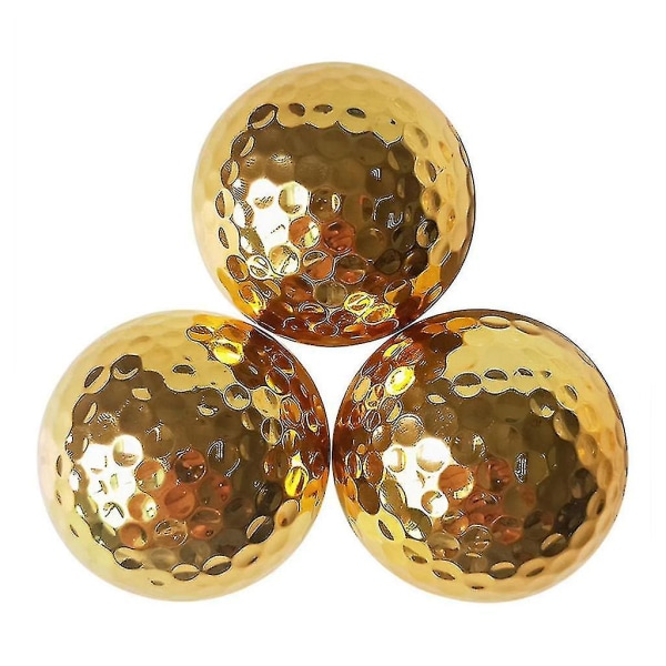 4,26 cm pläterade guld golfbollar för golfare inomhus utomhus svängputträning
