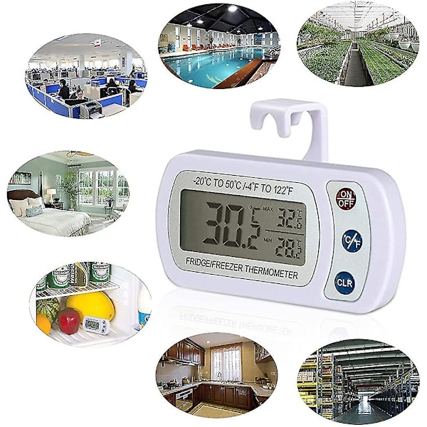 2 st kylskåpstermometer digital vattentät termometer kylskåpstemperaturmonitor