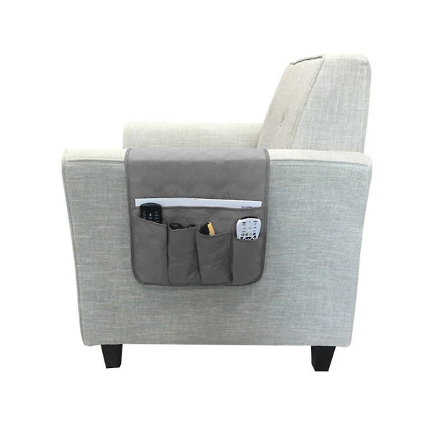 Armlæn Organizer Tv Fjernbetjening Holder 5 Lomme Caddy Til Sofa Sofa Lænestol Grey