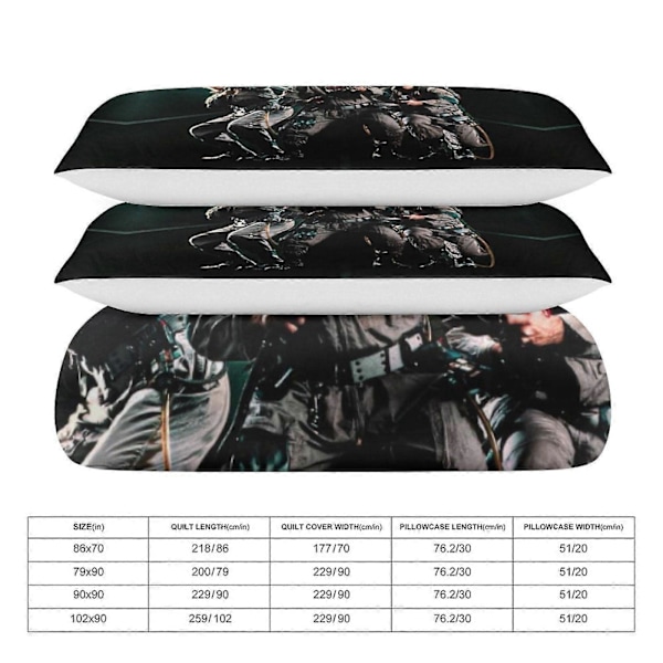 x343 Ghostbusters Påslakanset Mikrofiber Sängkläder 3D-tryckt Lättviktigt 3-delars Täcke Set, 1 Påslakan och 2 Örngott för Barn Pojke 200x200cm 78x78in
