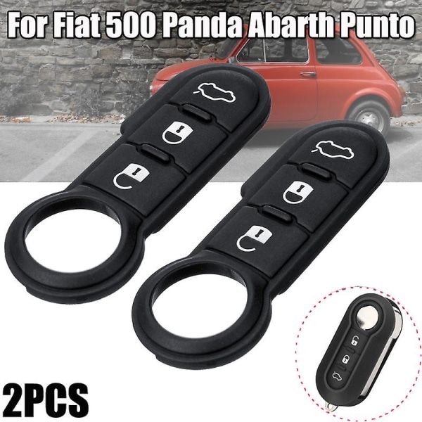 Soft Black Leather Shell For Car Keys, 2 Rooms, 3 Buttons, For Fiat 500