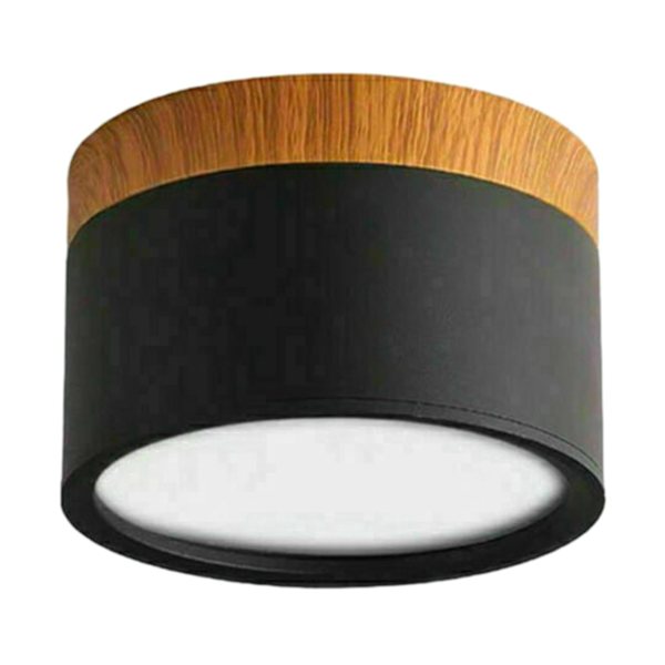 LED-taklampe, varmt hvitt downlight for stue, gang, svart