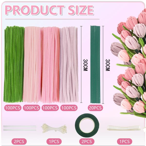 Pipe Cleaner Craft Kit - DIY Flower Making Kit Handmade Creative Craft Materials *Set 2* Set 2