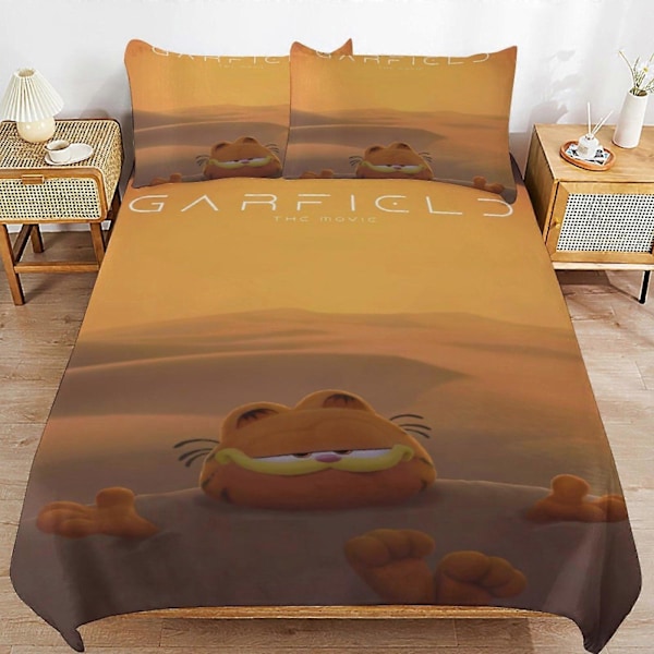 x360 Garfield Påslakan Mikrofiber Sängkläder Set 3D-tryckt Lättviktigt 3-delat Täcke Set, 1 Påslakan och 2 Örngott för Barn Pojkar Gi 200x200cm 78x78in