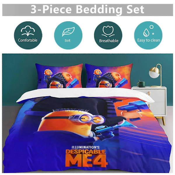 x219 Grusomme Meg 3-delt sengesett Varmt og komfortabelt mykt dynetrekk sengesett med 1 dynetrekk og 2 putetrekk for soverom b2 135x200cm 53x78in