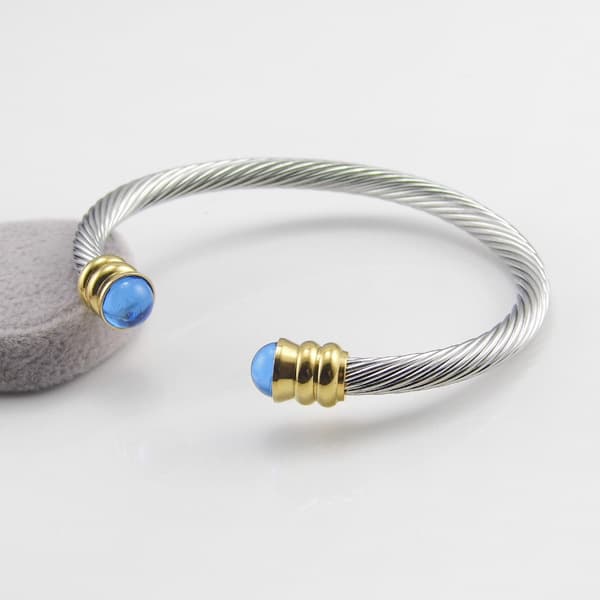 Klassisk justerbart elastisk armbånd til mænd, lavet af rustfrit stål, stålkabel