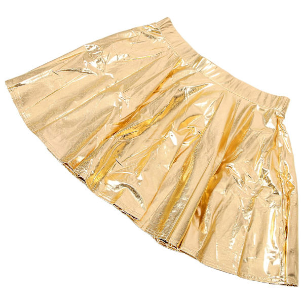 Guld Kjol Fladdrande Plisserad Kjol Plisserad Gyllene Kjol Damkjol Danskjol Skridsko Kjol Golden 140.00X44.00X0.30CM