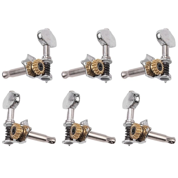 3L3R 6 stk 1:18 Gitarstrengs Tuning Pegs Tuner Maskinhoder Knapper Tuning Nøkler for Akustisk eller Elektrisk silver