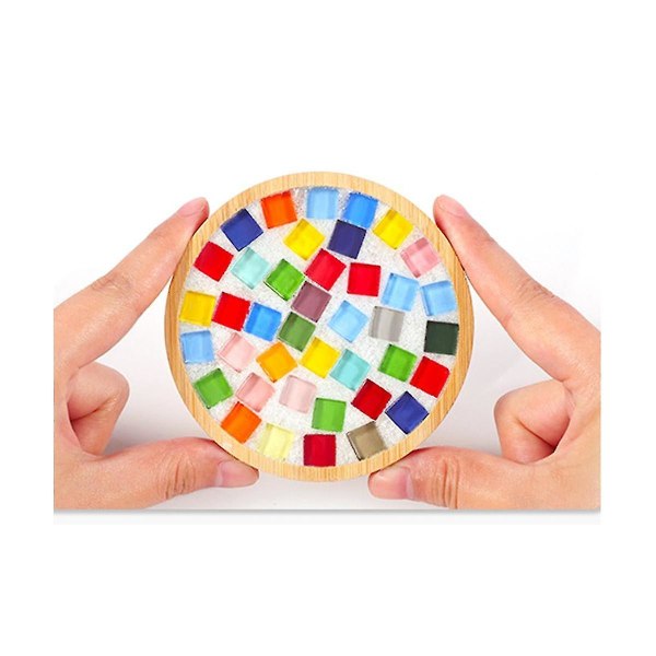 4 sæt gør-det-selv-glas mosaikbrikstfliser til håndværk Mosaiksæt i blandede farver med træbrikker til voksne mosaikhåndværk As Shown