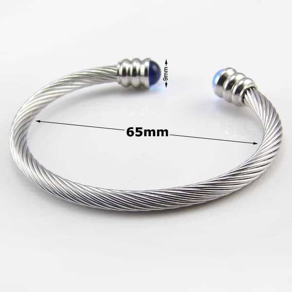 Klassisk justerbart elastisk armbånd til mænd, lavet af rustfrit stål, stålkabel