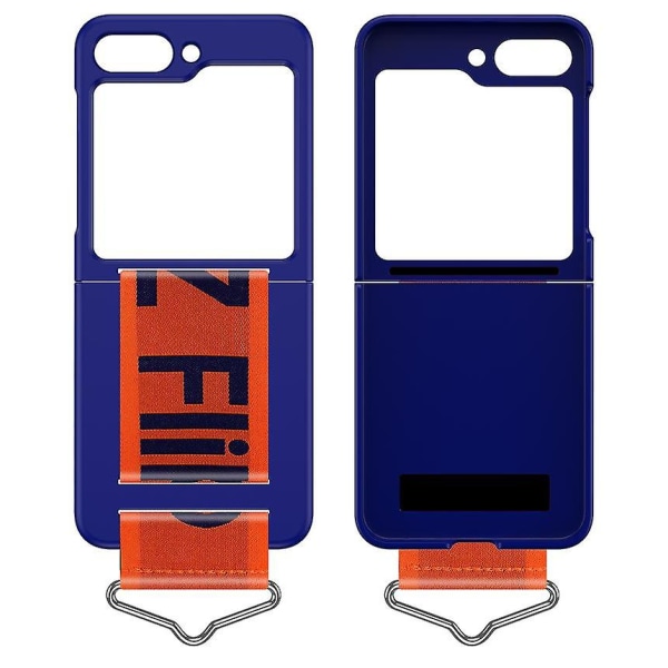 Saranoitu case Yhteensopiva Samsung Galaxy Z Flip 5 rannetelineellä, Z Flip 5 ranneketelineen case Blue