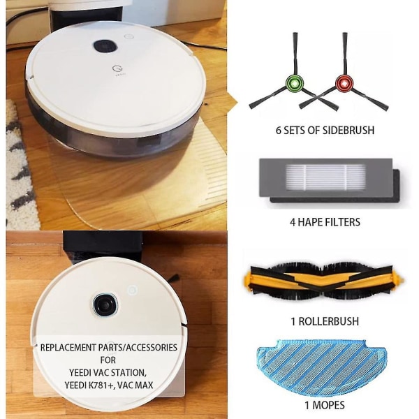1 sarja Yeedi Vac Stationin, Yeedi K781+ ja Vac Maxin varaosia/tarvikkeita