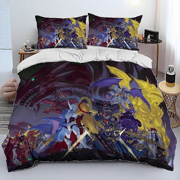 v1012 Sängkläder Digimon Adventure Monster Tecknad Filt Sängklädesset, Påslakan Sängset Täcke Örngott, King Queen Size Sängklädesset 3-Delar 135x200cm 53x78in