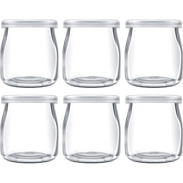 200 ml Yoghurtpudding Glasburkar med Plastlock Mini Kopp Små Glasflaskor (6)