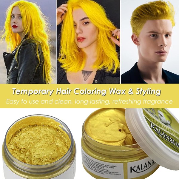 Tillfällig hårvaxfärg, guld hårfärgning, guld hårvax hårstilsfärg lera, hårsprayfärg för män Kvinnor Omedelbar styling Gold 100g