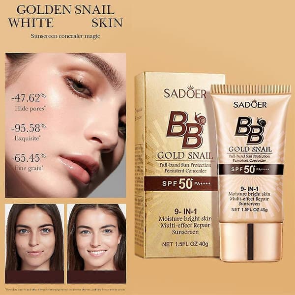1 stk. 9-i-1 Guld Snegl BB Cream Solcreme SPF 50 Hudreparerende Solcreme H 2